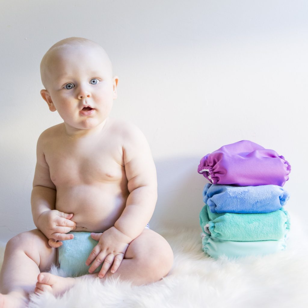 Newborn in cloth nappies