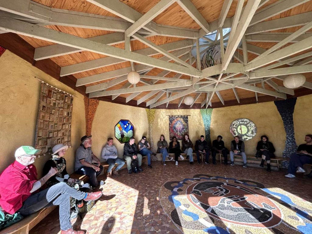 Basil presents to Environmental Humanities students from UWA at Sanctuary. photo Grace Webster