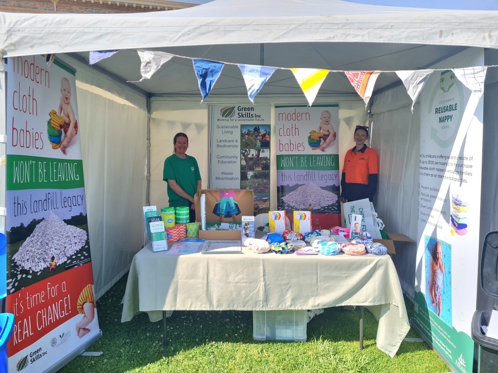 Albany Green Fair on the Square - Jaz & Steph provide community education; CDS, cloth nappies
